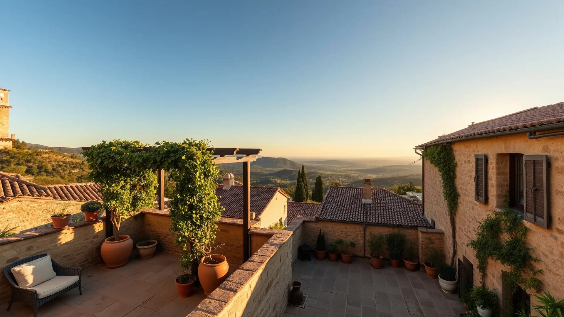 Une terrasse de village dans l’arrière-pays