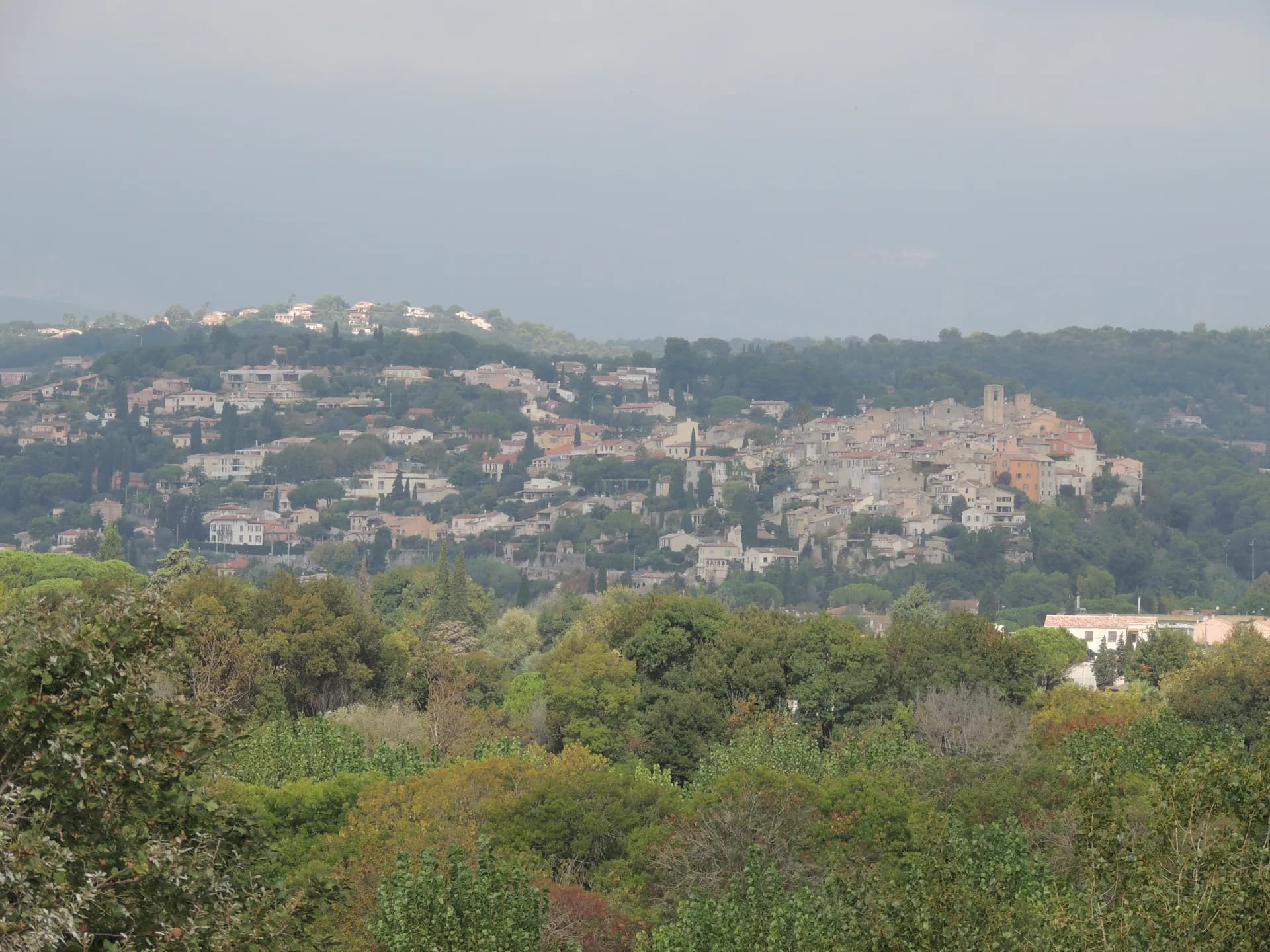 Biot village seen across wooded country