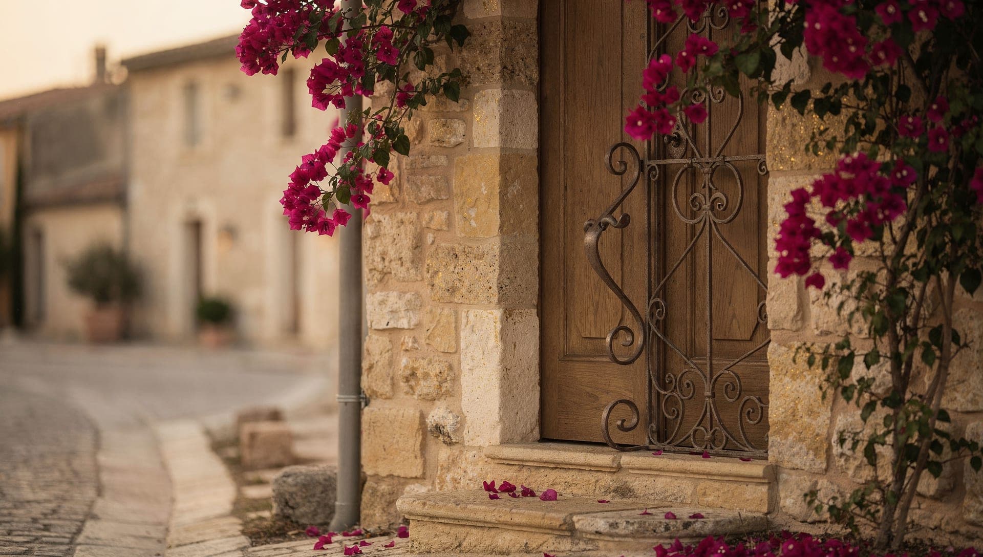Villa provencale en pierre avec volets et oliviers dans l'arriere-pays des Alpes-Maritimes sous une lumiere claire
