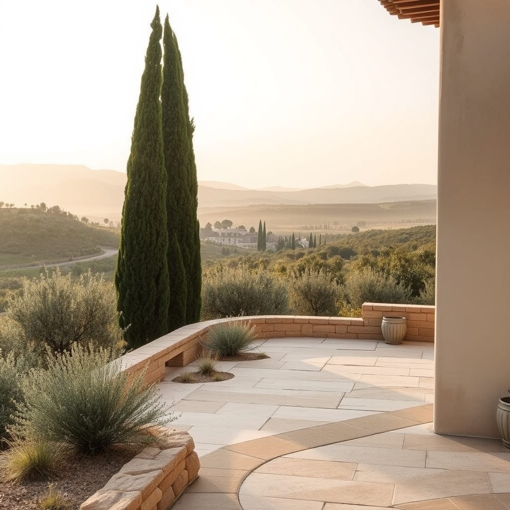 Olive terraces and stone villas on the green hillsides of Opio above the Brague valley on the French Riviera