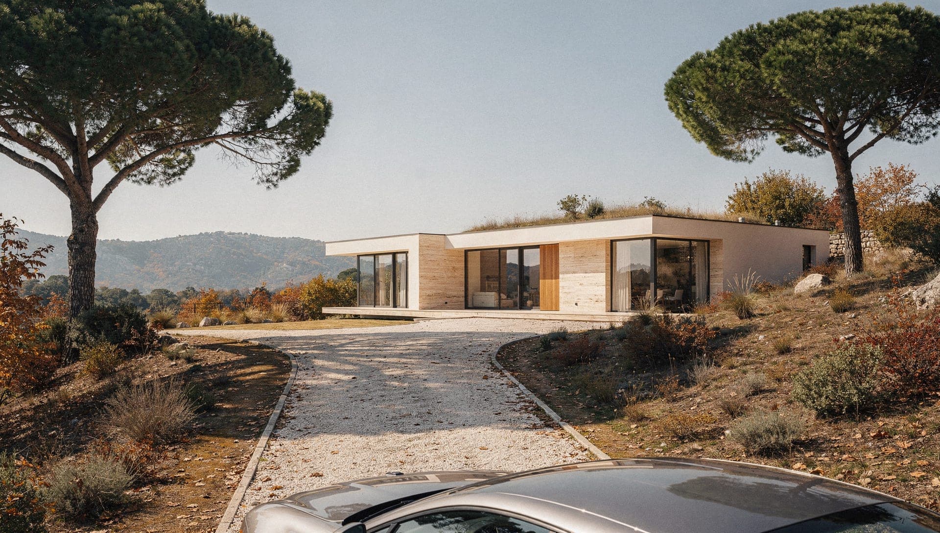 Stone Provençal villa with pale shutters and cypress trees in Val de Cuberte, Valbonne, Alpes-Maritimes, near Sophia Antipolis